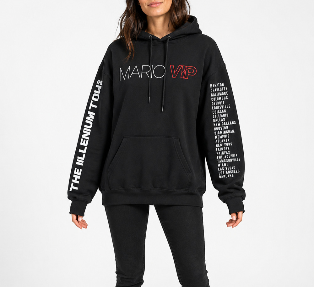 Mario VIP Millennium Tour 2022 Hoodie Black Unisex Small R&B Concert Tour Merch